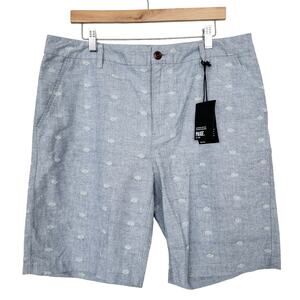Paige Blue Printed Chambray Flat Front Shorts Sz 36